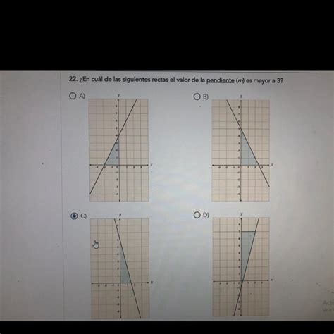 22. ¿En cuál de las siguientes rectas el valor de la pendiente (m) es ...