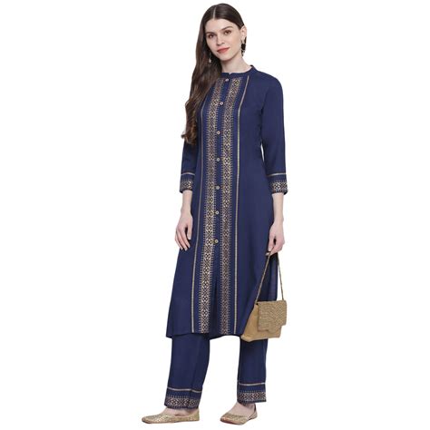 Buy Khushal K Women's Rayon Foil Printed Kurta With Palazzo Set (KK-374 ...