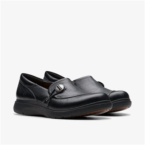 Women's Certina Ease Black Leather Slip Ons | Clarks