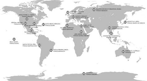 Master Map of Titan locations | Godzilla | Godzilla, Kaiju, Castle bravo