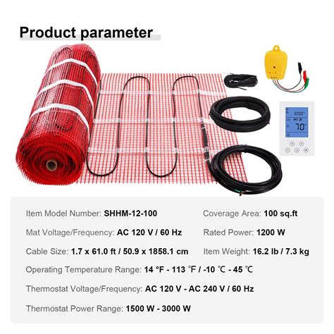 VEVOR Floor Heating Mat, 100 Sq. ft, Electric Radiant In-Floor Heated ...
