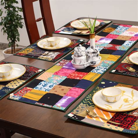 Multicolor Handcrafted Fusion Table Runner Set (Set of 7)