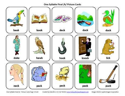 Testy yet trying: Final K: Free Speech Therapy Articulation Picture Cards