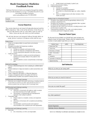 Fillable Online Rush Emergency Medicine Feedback Form 3.... Fax Email ...