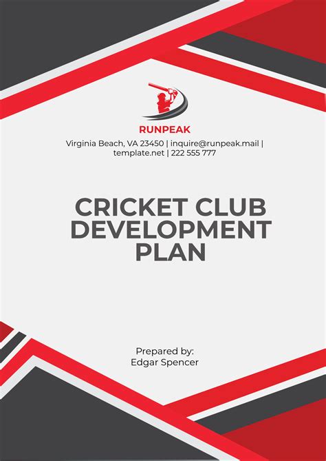 Free Cricket Club Development Plan Template to Edit Online