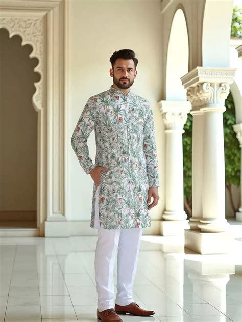 Green Botanical with Animal Printed Cotton Kurta – South India Shopping ...