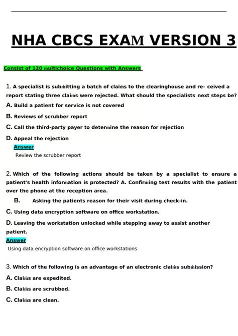 NHA CBCS EXAM VERSION 3 Questions and Answers (2025 / 2026) (Verified Answers) - NHA CBCS ...