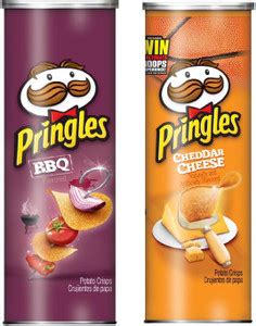 Pringles Potato Crisps, BBQ + Cheddar Cheese - 158g (Pack of 2) Chips ...