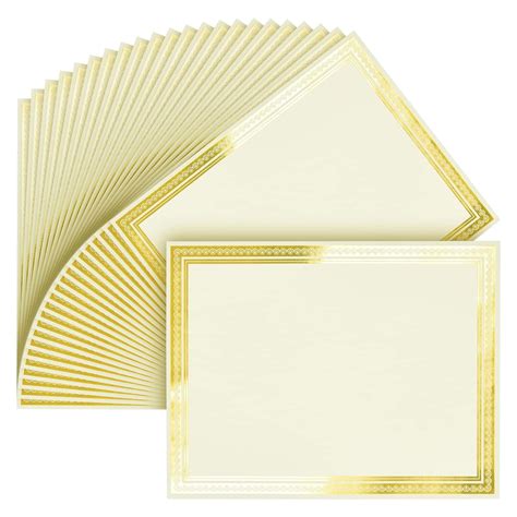 Award Certificates - 50 Blank Plain Paper Sheets - with Gold Foiled ...