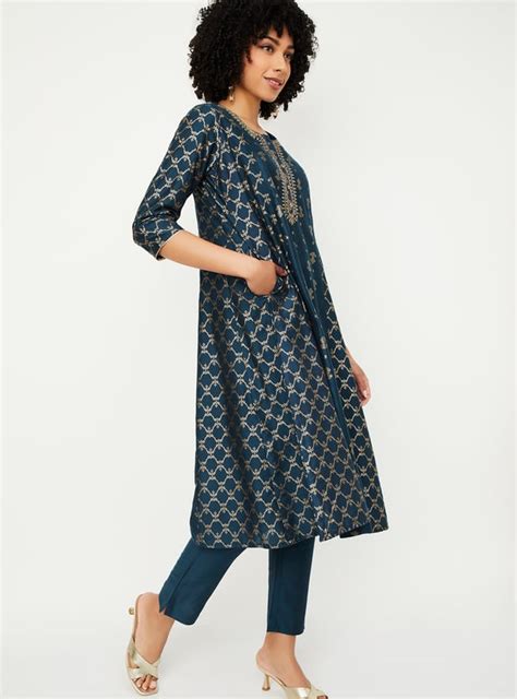 Buy Women Foil Print A-line Kurta Set Online at just Rs. 1699.0 ...