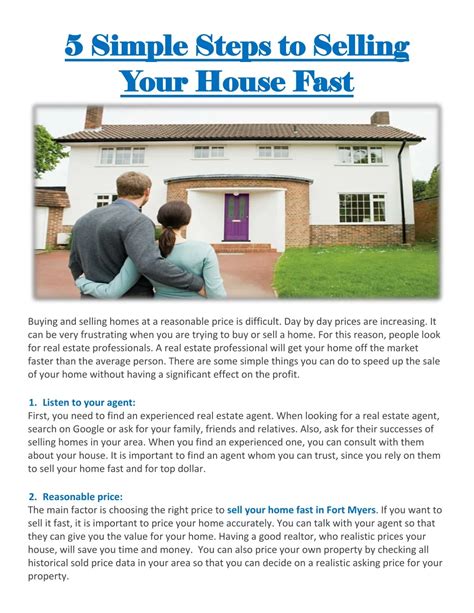PPT - 5 Simple Steps to Selling Your House Fast PowerPoint Presentation - ID:7728097