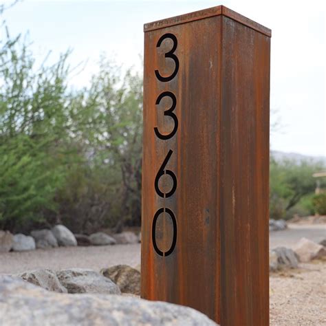 Metal Address Column | House Numbers Steel Column | Address Numbers ...