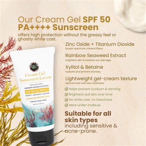 Cream Gel SPF 50 PA++++ Sunscreen Lotion – Nature foody to your skin