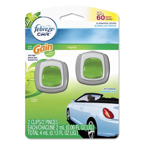 Febreze CAR Air Freshener Gain Original 2 ml Clip 2/Pack 8 Pk/Carton ...