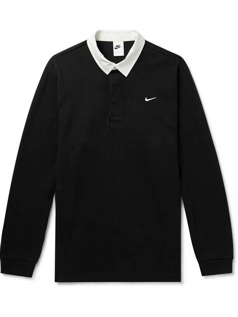 Nike - Logo-Embroidered Stretch-Cotton Jersey Rugby Polo Shirt - Black Nike
