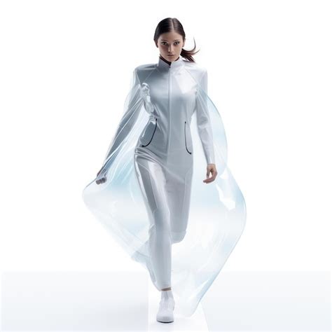 Woman in clothes of the future on a white background | Premium AI ...