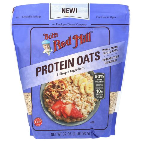 Bob's Red Mill Protein Oats, 32 oz Bag, Whole Grain Rolled Oats ...