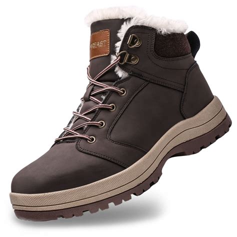 visionreast Men Winter Snow Boots Insulated Outdoor Hiking Shoes Fur ...