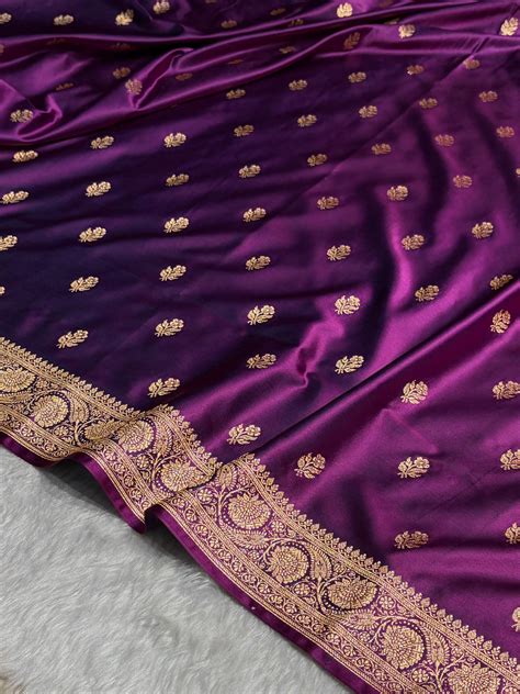 Dark Magneta Floral Boota Pattern Satin Katan Silk Saree SK71 – ZAIRA