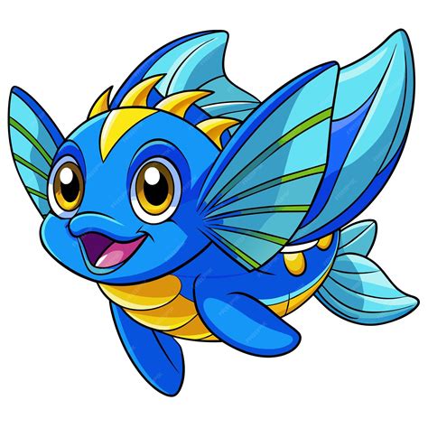 Blue Angelfish fish jumps vector kawaii | Premium AI-generated vector