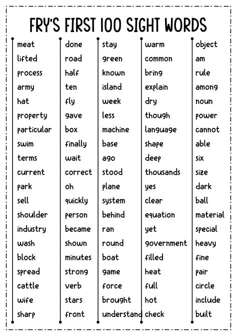 20 Fry's First 100 Words Worksheets - Free PDF at worksheeto.com