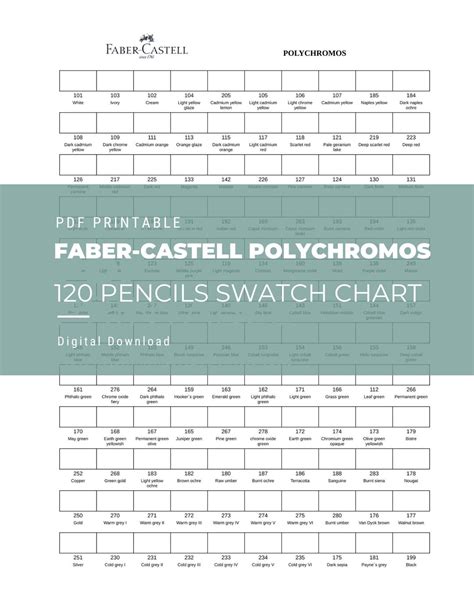 Faber-castell Polychromos 120 Pencils Swatch Chart - Etsy