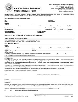 Fillable Online tsbde texas Certified Dental Technician Change Request ...