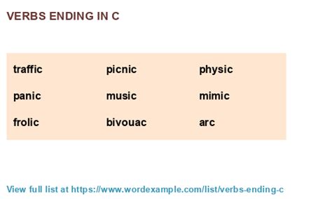 Verbs ending in c (91 results)