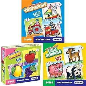 Buy Frank Transport, Fruits & Wild Animals Puzzles for 3 Year Olds and ...