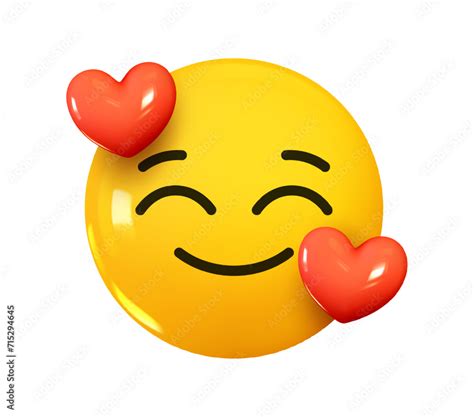 Voir les d&eacute;tails de l&rsquo;image associ&eacute;e. Emoji Happy loving face with red hearts. Emotion 3d cartoon icon ...