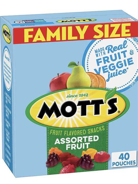 Mott's Fruit Flavored Snacks, Assorted Fruit, Pouches, 0.8 oz, 40 ct ...