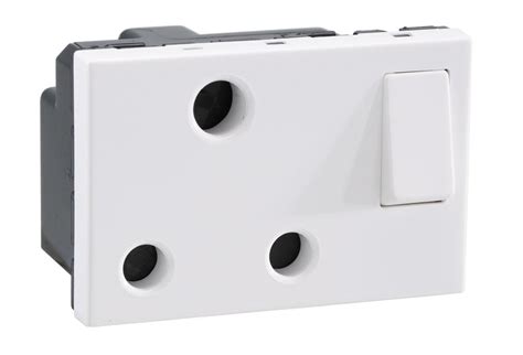 16A-Switch Socket-3 Pin-3 Module-White