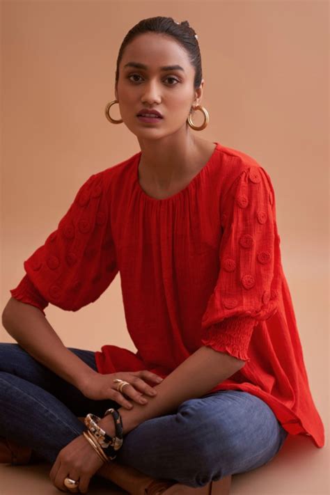 AMALFI RED RAYON CREPE TEXTURED FABRIC SUMMER TOP WITH DORI EMBROIDERY ...