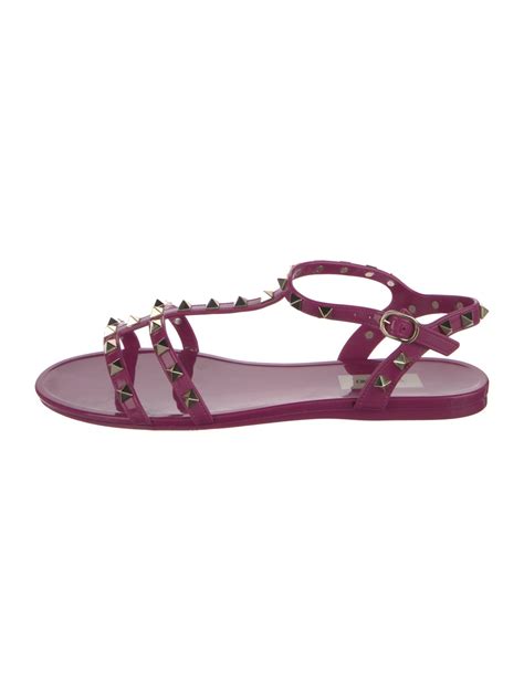 Valentino Rockstud Accents Rubber Gladiator Sandals - Purple Sandals ...