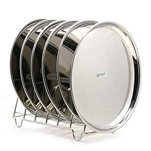 Buy KCL Coconut Stainless Steel Kanchan Bogi Plate/Thali - 6 Qty (11 ...