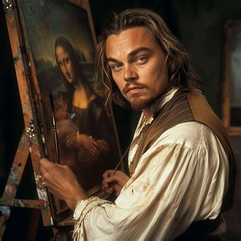 Leonardo painting the Mona Lisa : r/midjourney