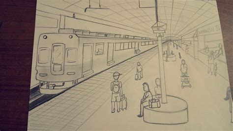 Railway Station Drawing Local Train 的图像结果