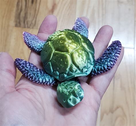 3D printer Cute Articulated sea Turtle, print in place, no supports ...