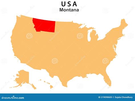 Montana State Map Highlighted on USA Map. Montana Map on United State ...