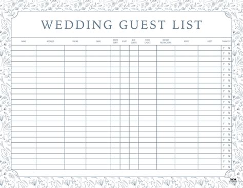 10 Guest List Templates – Sample Guest List – PKXXUT