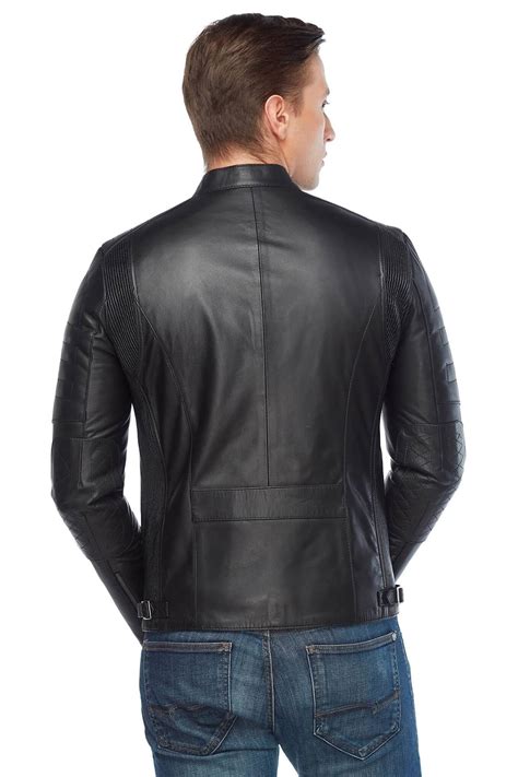 Michail Men's 100 % Real Black Leather Sport Jacket