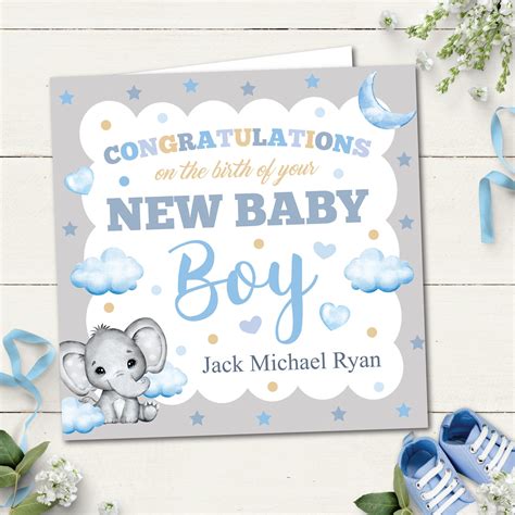 Personalised New Baby Boy Card - The Paper Lane