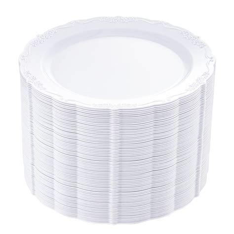 DaYammi 60PCS White Plastic Plates, Heavy Duty White Disposable Plates ...