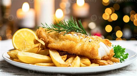 ai generado pescado y papas fritas para invierno fiesta cena ...
