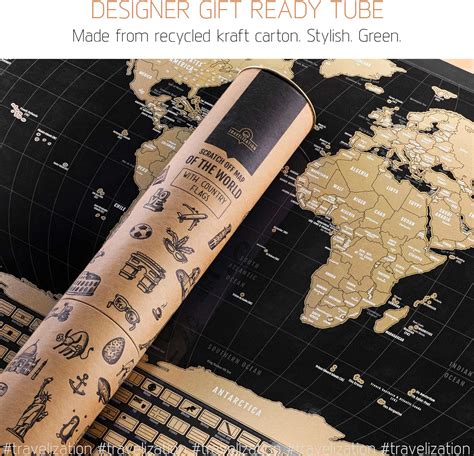 Travelization Deluxe World Map Scratch Off Travel Map with Flags ...