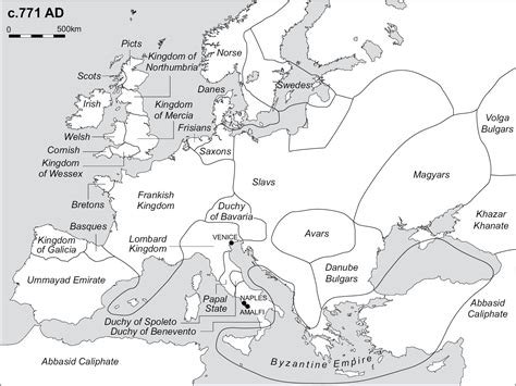 Maps of medieval Europe in: International law in Europe, 700–1200