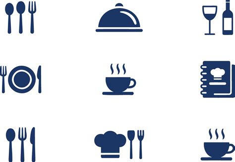 Collection of dark blue restaurant and cafe on white 77356785 Vector ...