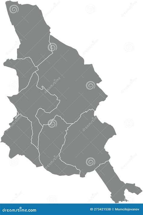 Grey Municipalities Map of KORTRIJK, BELGIUM Stock Vector ...