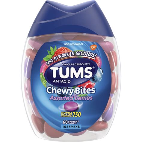 Tums Chewy Bites Chewable Antacid Tablets for Heartburn Relief, Assorted Berries - Shop ...