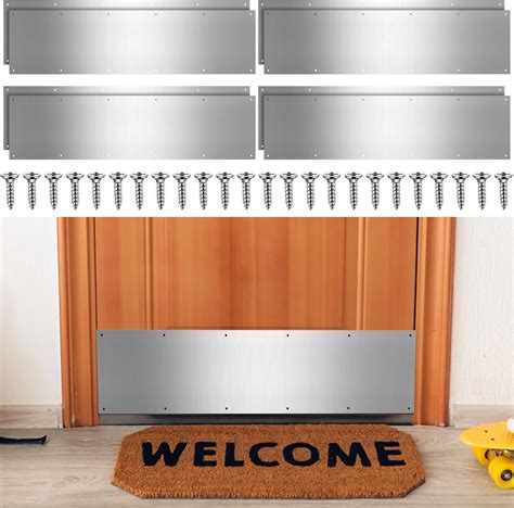 Therwen 10 Sets 8 x 36 Inches Silver Door Kick Plate for Exterior Doors ...